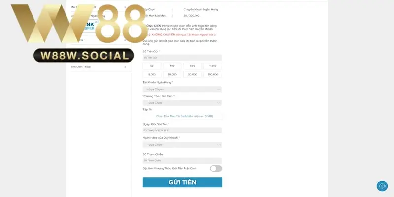 Nạp Tiền W88 - Các Bước Giao Dịch Gửi Điểm Thành Công 3 4 bước gửi điểm qua ngân hàng